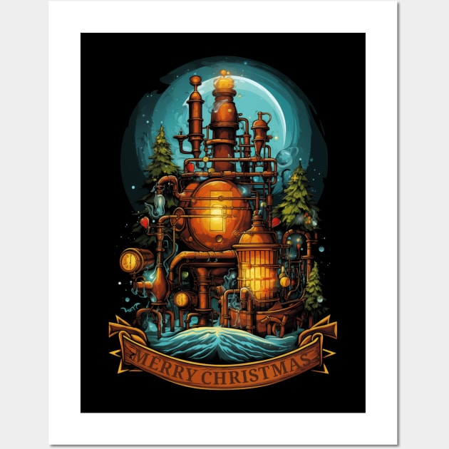 Steampunk Merry Christmas Wall Art by TNM Design